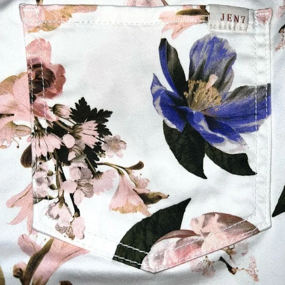 JEN7 by Seven For All Mankind Floral Cropped Skinny Jeans Sz 6 - Picture 10 of 12